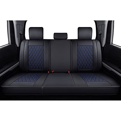 LUCKYMAN CLUB 2007-2021 Tundra Pickup Trucks Car Seat Covers X05-T3 Full Set, Fit SR5 SR Platinum TRD PRO Trims Crew/Crewmax/Extended/Double Cab with Water Proof Faux Leather (Black&Blue Full Set) - color: Black&Blue, size: 2007-2021 Full Set