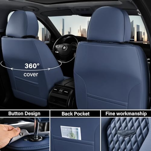 Coverado Seat Covers, Car Seat Covers Front Seats, Blue Car Seat Cover, Waterproof Car Seat Covers, Car Seat Cushion, Front Car Seat Covers Leatherette Car Seat Protector Universal Fit Most Cars - color: Blue, size: FrontPair