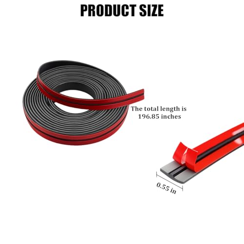 Car Weather Stripping, 14mm x 16.4FT T Shape Rubber Vehicle Front Rear Windshield Seal Strip, Self Adhesive Automotive Leak Sound Proofing Weatherstrip Accessories, Universal Fit - color: 14mm x 16.4Ft