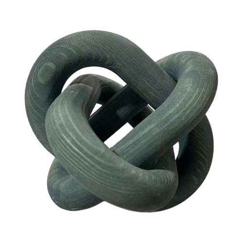 Wood Knot Decor -Coffee Table Decor Shelf Decor Table Books Hand Carved Home Decoration Boho Country Rustic Modern Shabby Chic Style 3 Link Wooden Knot Chain Link Decor (Dark Blue) - color: Dark Blue