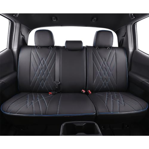 EKR Custom Fit Tacoma Car Seat Covers for Toyota Tacoma 2016 2017 2018 2019 2020 2021 2022 2023 Access Cab -Full Set,Faux Leather(Black with Blue Trim) - color: Leather (Black with Blue Trim), size: 2016-2023 Full Set Access Cab,2DR