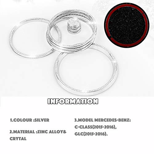 PGONE 15pcs Bling Crystal Rhinestone Accessories Interior Decorations Inner Air Vent Condition Front Cover for Mercedes Benz W205 C GLC Class X253 C253 (C-Front Air Vent)