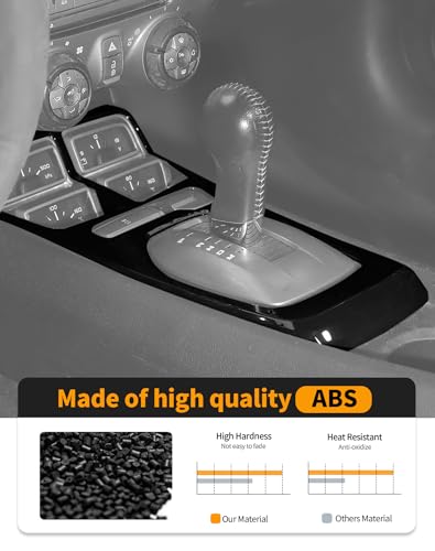 Hoolcar 2PCS Center Console Gear Shift Panel Cover Trim Kit Interior Accessories for Chevy Camaro 2010-2015, Black - color: Black
