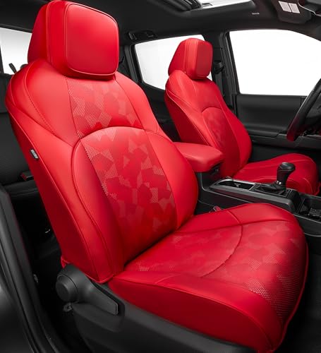 Fit for Toyota 4Runner 2025-2026(6th) Car Seat Covers,Custom Automotive Seat Covers Front & Rear Seat Covers Full Set,Full Coverage Luxury Leather Seat Covers for SUV (2-Row,5 Seats Model Only- Red) - color: Red, size: 2025-2026(6th)-2 Row，5 Seat