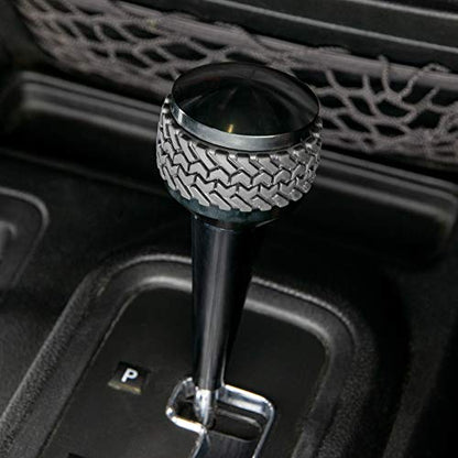 DV8 Offroad Replacement Shift Knob for 2011-2018 Wrangler JK | Automatic Transmission | Billet Aluminum Construction | Rubber Tire Tread Grip