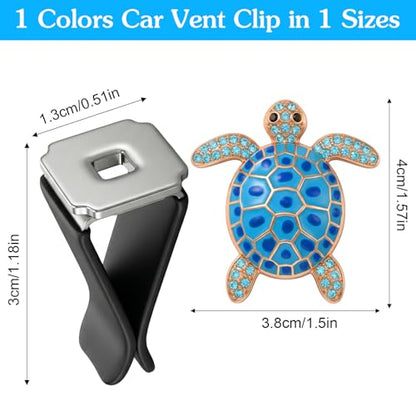 Ouligay 2PCS Cute Sea Turtles Car Air Freshener Vent Clip, Sea Turtle Car Accessories, Blue Turtle Cars Vent Clips Rhinestone, Ocean Theme Interior Decoration for Women Girls