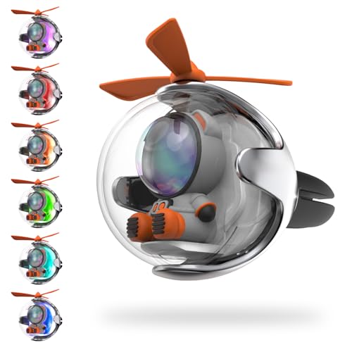Astronaut Design Car Air Freshener with 6-Color Auto Light Up & 4 Scented Pads – Light Fragrance, Decorative Auto Accessories - color: Silver Spaceman