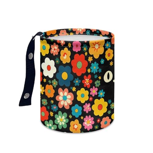 Black Cat Florals Car Trash Can Collapsible Auto Trash Bin Multipurpose Rubbish Holder Christmas Decoration for Front Seat, Back Seat, Floor, Headrest - color: Black Cat Florals