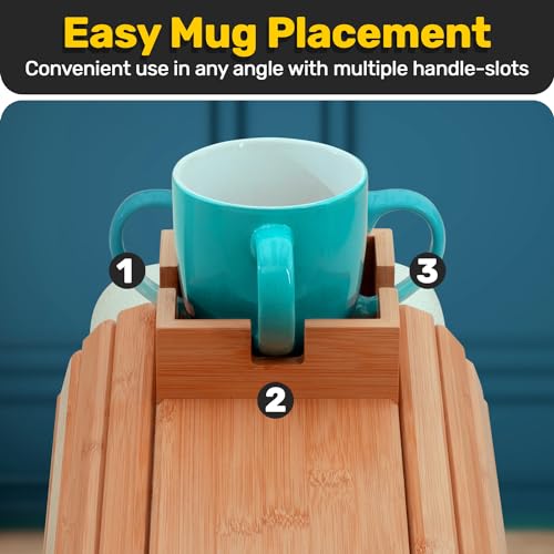 Bamboo Couch Holder - Non-Slip Furniture Protector, Sofa Armrest Table for Mugs & Tumblers – Weighted 16” Large Natural Bamboo Holder for Recliners and Loveseats - color: Natural