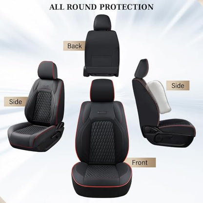 Coverado Chevy Chevrolet Silverado GMC Sierra Seat Covers, Custom Fit for 2007-2026 1500, 2015-2026 2500HD 3500HD Crew Double Extended Cab Truck, Faux Waterproof Leather Seat Covers (Front, Redline) - color: Red Line, size: Front