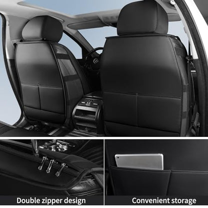 HChengkikz Car Seat Covers, Breathable Faux Leather Auto Seat Covers, Waterproof Automotive Seat Covers, Universal Vehicle Seat Covers for Sedans SUV Pick-up Truck (2 PCS Front Seat, Black) - color: Style2 Black, size: Front Seat
