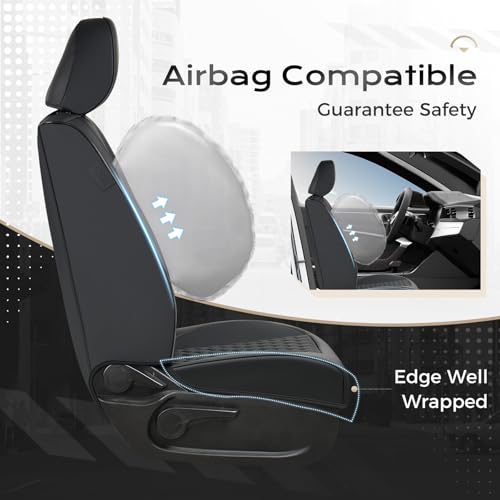 Coverado Tacoma Seat Covers Full Set, Faux Leather Custom Fit for 2024-2026 Toyota Tacoma Double/Crew Cab, Front & Rear Seat Protection (Black) - color: Black, size: Fullset（2024-2026）