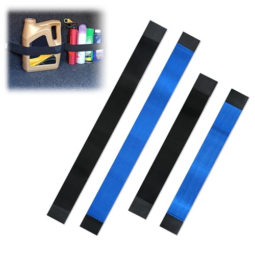 4 PCS Colorful Car Trunk Organizer Straps, Cars Storage Organizer Straps, Car Accessories, Cargo Storage Strap for SUV, Truck, Van (Blue, Black)