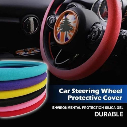 Car Steering Wheel Protective Cover, Silicone Steering Wheel Cover Grip, Cool Non-Slip Thin Steering Wheel Protector, Stretchy, Silent, Fits 13/14/15/16 inch Wheels (Dark Blue) - color: Dark Blue