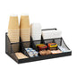 Mind Reader Countertop Organizer, 2 Tier Mesh Storage Caddy with 11 Compartments for Office Supplies, Breakroom Essentials, and Snacks - color: Black Metal