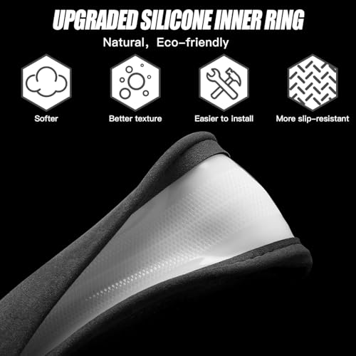 Suede Steering Wheel Cover with Upgraded Silicone Inner Ring, Anti Heat, Breathable, Anti-Slip, Leather Universal 14.5 to 15 inch Steering Wheel Cover (Pure Black) - style: Pure Black