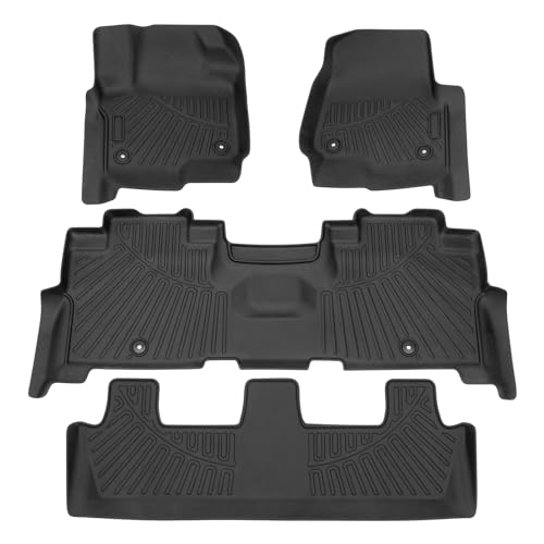Floor Mats for 2018-2024 Ford Expedition (Fit for 2nd Row Bench Seat/ 8 Seaters) Accessories All Weather Floor Liner 3D TPE 1st & 2nd Row Floor Mat Heavy-Duty Floor Liners - size: 3)Ford Expedition Bench Seat｜18-24｜1st to 3rd Row