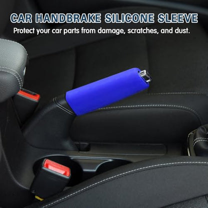 Car Handbrake Cover Gear Shift Knob Cover, Auto Comfortable Grip Handbrake Cover, Silicone handbrake Cover for Most Vehicle Handbrake - color: Blue