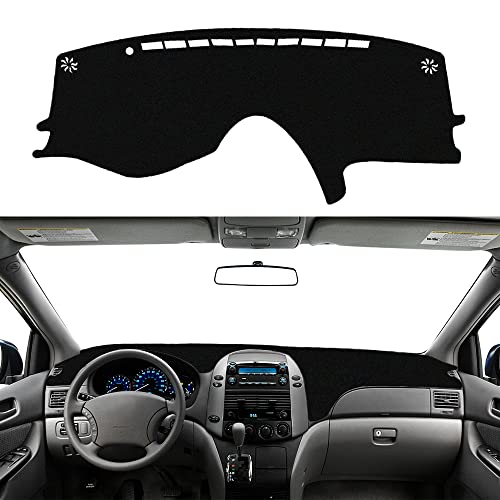 Dashboard Cover Dash Cover Mat Pad Carpet Custom Fit for Sienna 2004-2010 Accessories Anti-Skid Center Console Protector Cover Mat(Black Edge) - color: Black Edge, size: For Toyota Sienna 2004-2010