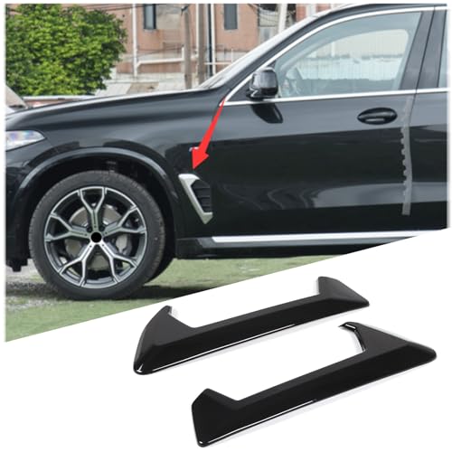 Side Fender Vent Decoration Trim Compatible with BMW X5 G05 2023 2024 Spoiler Body Decoration Cover, Air Flow Intake Hole Grille Exterior Accessories (Piano Black)
