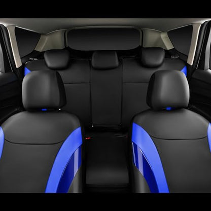 CAR PASS Jelly Leather Car Seat Covers Full Set,Waterproof Faux Leather Automotive Seat Covers for Cars,Airbag Compatible,Sporty Universal Fit for SUV,Van,Sedan,Truck(Black and Blue) - color: Black Blue