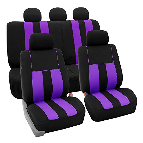 FH Group Car Seat Covers (Purple, Universal Fit) - Cloth, Full Set, Low Back, Airbag Compatible, Split Bench Rear Seat Cover for SUV, Sedan, Van - color: Purple, size: Full Set