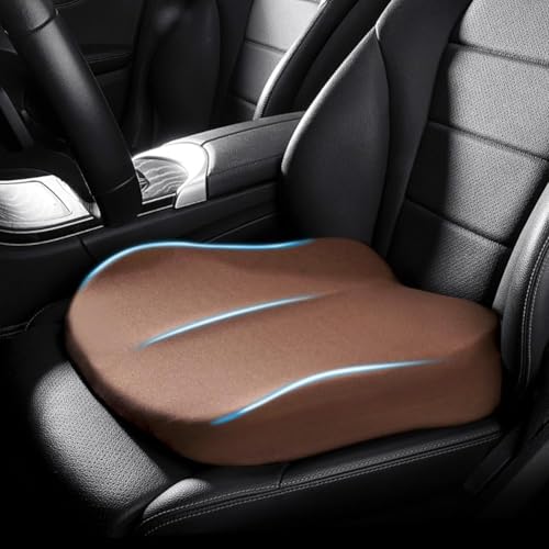 Adult Car Booster Seat Cushion, Car Seat Driver Height Boost Mat Memory Foam Car Seat Cushions Pad Improve Driving View Non-Slip 3D Office Chair Cushion Pressure Relief (Brown) - color: Brown