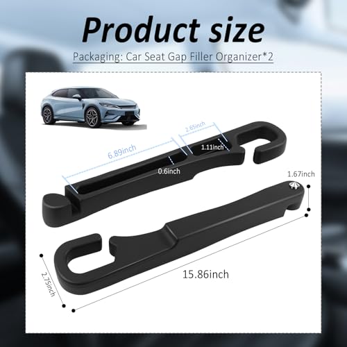 2PCS 3 in 1 Car Seat Gap Filler Organizer with Emergency Hammer,Upgraded Car Seat Gap Plug with Storage Slot & Cars Hook,Versatile in Between Cars Seats Catcher for Gaps Blocking