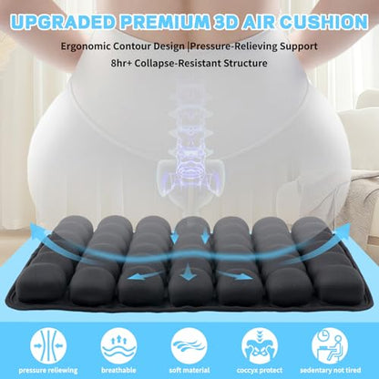Sondor Travel Seat Cushion- Airplane seat Cushion for Long Flights, Inflatble seat for Office，Chairs,Car and Wheelchair.Portable and Ergonomically Designed Cushion.