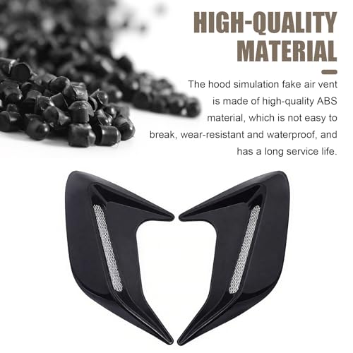 2 PCS 3D Car Side Vent Trim Covers, ABS Shark Gill Air Intake Decoration, 8.11" × 6.69" Self-Adhesive Car Hood Fender Decor, Universal for Most Cars (Black)