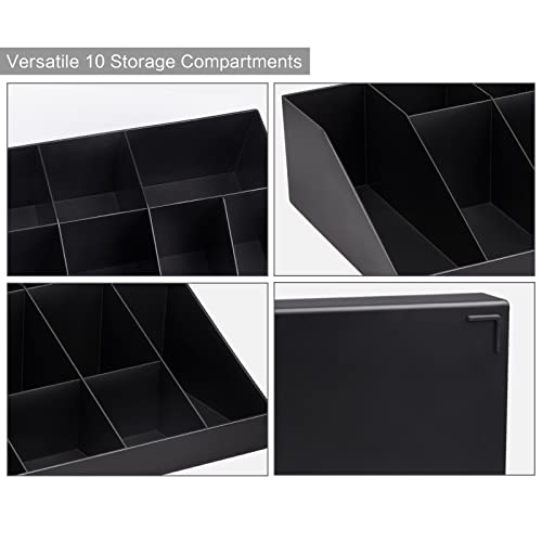 SZQINJI Coffee Condiment Organizer Holder 10-Compartment Break Room Coffee Condiment Caddy Cup Storage Holder Black