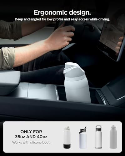 Spigen Center Console Organizer [Sliding Tray w/Intelligrip & Sunglass Holder] for 2025 2026 Tesla Model Y Juniper Accessories, Cup Holder Expander for 32oz 40oz Owala, Hydro Flask, Yeti, & More - size: Center Console Organizer (Bottle)