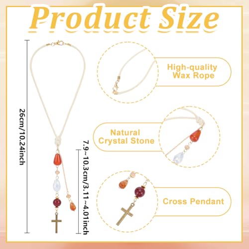 Natural Red Agate Cross Car Hanging Ornament Rearview Mirror Accessories Carnelian Glass Beaded Charms Suncatcher for Car Rear View Mirror Window Balcony Keychain Decor（Red）