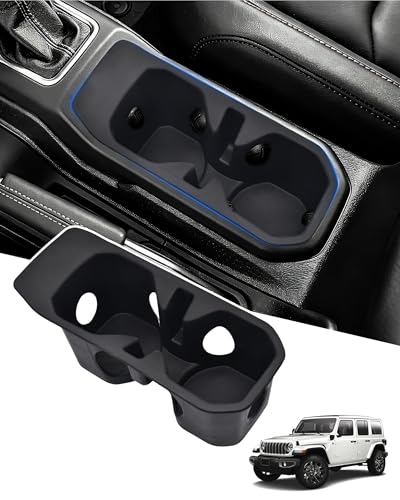 Cup Holder Inserts for Jeep Wrangler JL JLU 4xe & Gladiator JT 2018-2025, Non-Slip TPE Cup Holder Liners & Center Console Inserts, Interior Accessories Protect Against Spills, Scratches and Rattles - size: For Wrangler/Gladiator 2018-2025