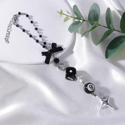 Crystal Car Rearview Mirror Charm - Flower Beaded Pendant, Elegant Hanging Cars Interior Ornament Gift for Women