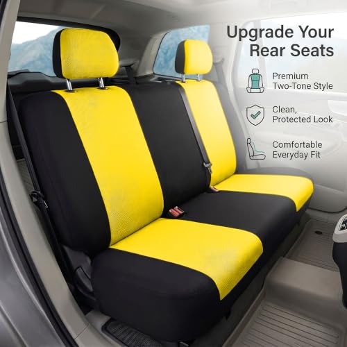 FH Group Universal Solid Bench Car Seat Cover fits Detachable Headrests– Universal Fit for Cars Trucks & SUVs (Yellow/Black) - color: Yellow