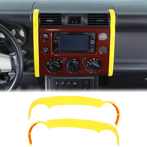 Aunginsy Center Console Navigation Side Panel Strip Trim Compatible with Toyota FJ Cruiser 2007-2021 Car Dashboard Multimedia Display Both Side Panel Decorative Cover Protector Interior Accessories - color: Yellow