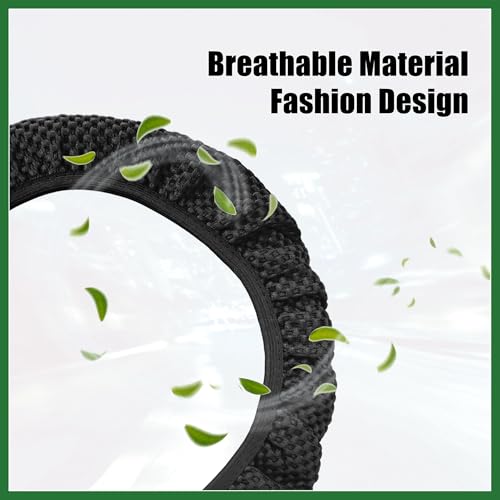 Motoforti Steering Wheel Cover Universal Elastic Stretch Antislip Breathable Microfiber Ice Silk Interior Trim Wheel Protector for Car Truck SUV Black Long-Lasting