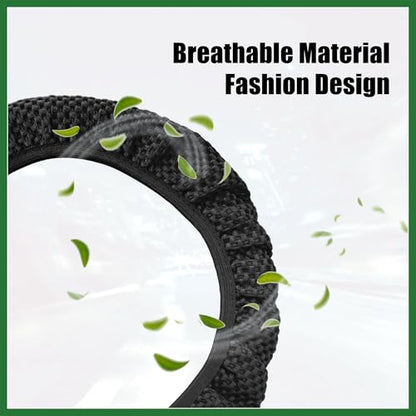 Motoforti Steering Wheel Cover Universal Elastic Stretch Antislip Breathable Microfiber Ice Silk Interior Trim Wheel Protector for Car Truck SUV Black Long-Lasting
