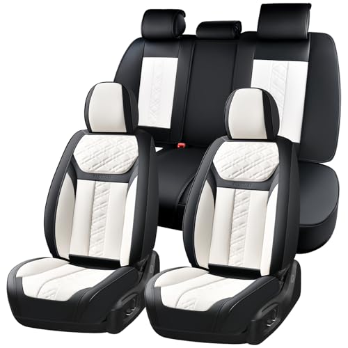 FLORICH Seat Covers, Atomutive Car Seat Covers Full Sets, Waterproof Seat Cover for Cars, Luxury Leather Universal Seat Cover Accessories Fit for Most Cars SUV Truck Sedans(White) - color: White, size: Fullset