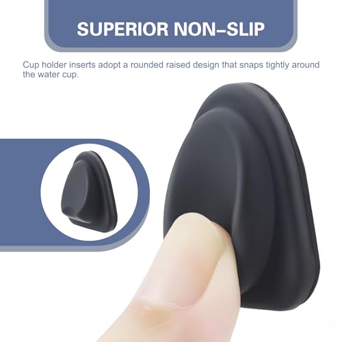 6 PCS Upgrade Car Cup Holder Insert Position Limiter, Anti-shake Silicone Car Water Bottle Stabilizer, Self-adhesive Automotive Cup Holders Pad, for Most Cars (Black)