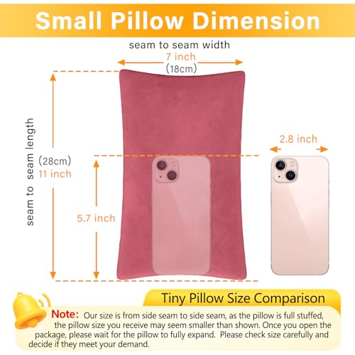 1 MIDDLE ONE 2 Pack Small Pillow, Memory Foam Mini Pillow 11 X 7 Inches for Travel, Sleeping, Nap and Neck, Knee, Lumbar Support, Tiny Cushion for Pet, Dogs (Red) - color: Red, size: 11x7 inch