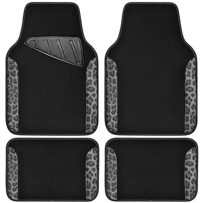 CAR PASS Waterproof Universal Car Floor Mats, Leopard Print Car Mats Fit for SUV,Vans,sedans, Trucks,Set of 4pcs Car Carpet with Driver Heel Pad and Nibs Backing, Leopard Car Accessories Gray Leopard - color: Gray Leopard