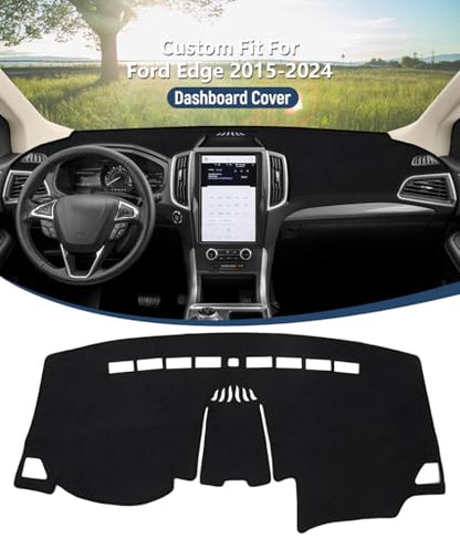 BIBLOZ Dash Cover for Ford Edge 2015-2024 Accessories Black Flannel Dashboard Cover Mat Car Dashboard UV Sun - size: 2015-2024 Edge