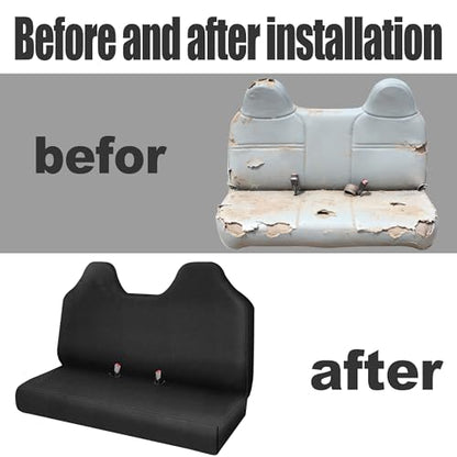 Knitted Mesh Fabric Front Bench Seat Cover Compatible with Ford F250 F350 F450 F550 1999 2000 2001 2002 2003 2004 2005 2006 2007 Super Duty Trucks Full Bench Seat Cover - Black - color: Black, size: Knit cloth
