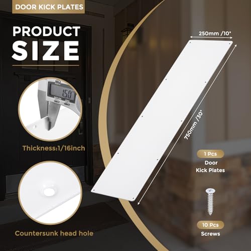 uxcell Door Kick Plate, 10 x 30 Inches Anodized Aluminum Kick Plate Door Plate, 1.5mm (1/16 Inch) Thickness, for Exterior Front Door or Back Door, White (Single Pack) - color: White, size: 10 x 30 Inch