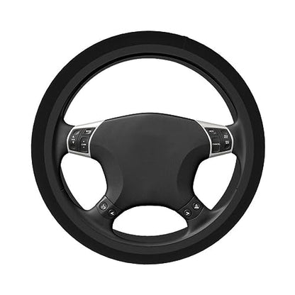 Elastic Stretch Steering Wheel Cover,Warm in Winter and Cool in Summer, Car Universal 15 inch, Microfiber Breathable Ice Silk, Anti-Slip, Odorless, Easy Carry,Black - color: Black