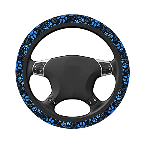 Dog Paw Print Steering Wheel Cover Anti-Slip,Sweat Absorption Universal 15 inch Steering Wheel Covers Cute car Accessories for Men Women - color: 6