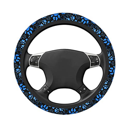 Dog Paw Print Steering Wheel Cover Anti-Slip,Sweat Absorption Universal 15 inch Steering Wheel Covers Cute car Accessories for Men Women - color: 6