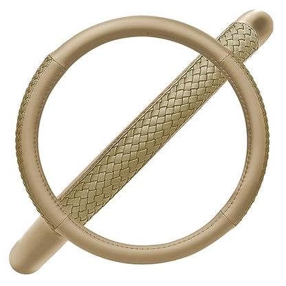 Flying Banner car Steering Wheel Cover Faux Leather Massage Universal fit 3D Honeycomb Hole Anti-Slip Sporty 15 Inches (Tan Tan) - color: Tan Tan